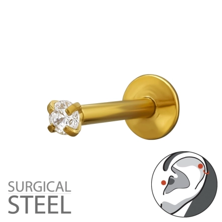 Pozlátený helix s krištáľom Tunely a Helix piercingy do uší šperky | All4silver