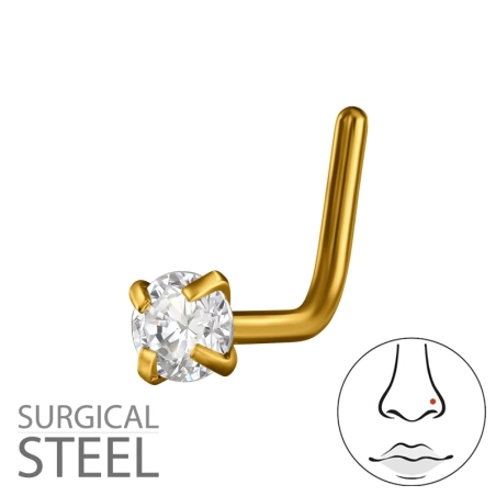 Pozlátený piercing do nosa v tvare L Piercing do nosa šperky | All4silver