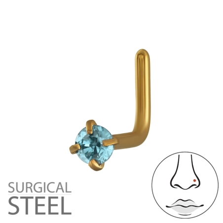 2 mm Okrúhly pozlátený piercing v tvare L Piercing do nosa šperky | All4silver