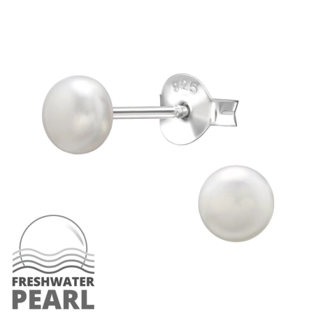 4,5 mm Perla Puzetové náušnice s perlou šperky | All4silver