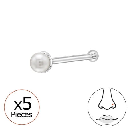 Nosný piercing s perličkou 5x striebro šperky | All4silver