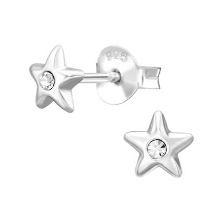 3D Hviezda s krištáľom Krištáľové puzetové náušnice šperky | All4silver