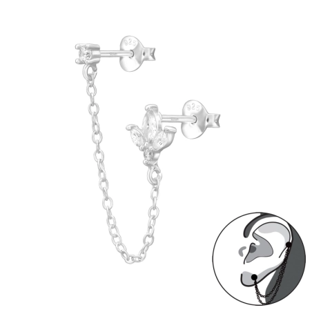 Okrúhle a listy - 925 Mincový Striebro #SC# s zirkóny #50403 | #AN#