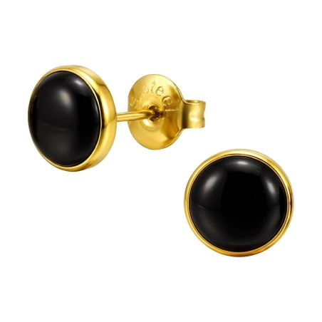 Pozlátené s čiernou výplňou Puzetové náušnice z ocele šperky | All4silver