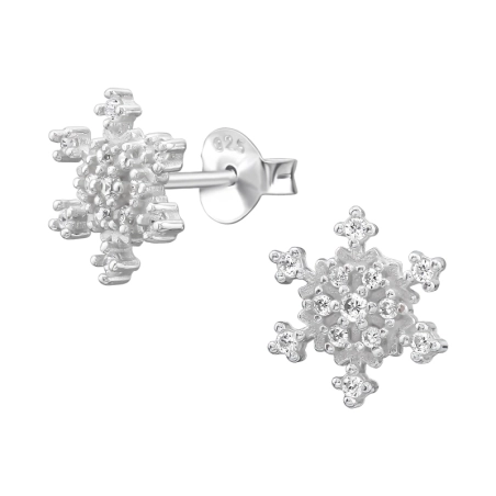 9 mm Snehová vločka so zirkónmi Puzetové náušnice so zirkónom šperky | All4silver