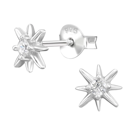 7 mm Osemcípa hviezda Puzetové náušnice so zirkónom šperky | All4silver