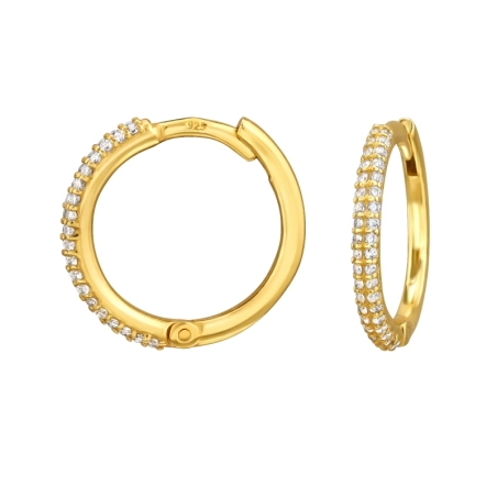 14 mm Krúžky pozlátené so zirkónmi 24k Pozlátené strieborné šperky šperky | All4silver