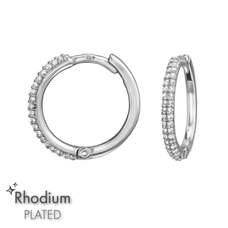 14 mm Krúžky so zirkónmi ródiované Ródiované šperky šperky | All4silver