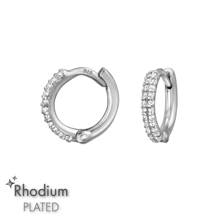 10 mm Krúžky so zirkónmi ródiované Ródiované šperky šperky | All4silver