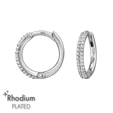 12 mm Krúžky so zirkónmi ródiované Ródiované šperky šperky | All4silver
