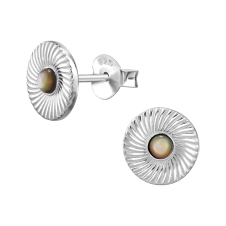 8 mm Okrúhle vzorované s opálom Puzetové náušnice s polodrahokamom šperky | All4silver