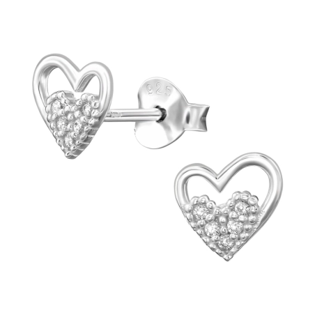 7 mm Dvojsrdce so zirkónmi Puzetové náušnice so zirkónom šperky | All4silver