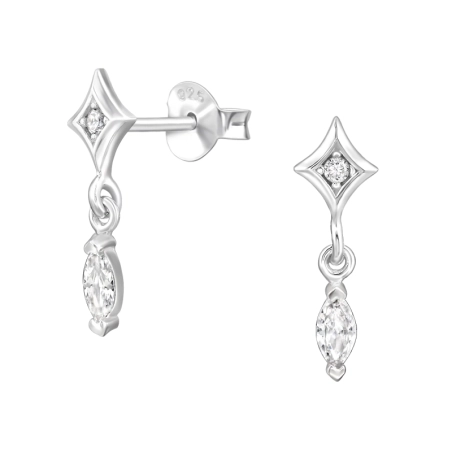 Trblietavý záves s visiacou markízou - 925 Mincový Striebro #SC# s zirkóny #50064 | #AN#