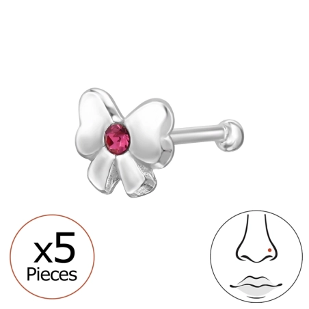 Nosný piercing Mašlička s krištáľom 5x striebro šperky | All4silver