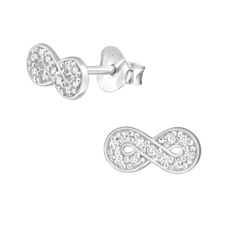 9 mm Nekonečno so zirkónmi Puzetové náušnice so zirkónom šperky | All4silver