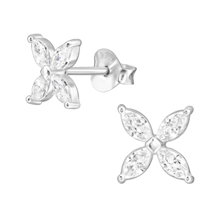 7 mm Kvet so zirkónmi Puzetové náušnice so zirkónom šperky | All4silver
