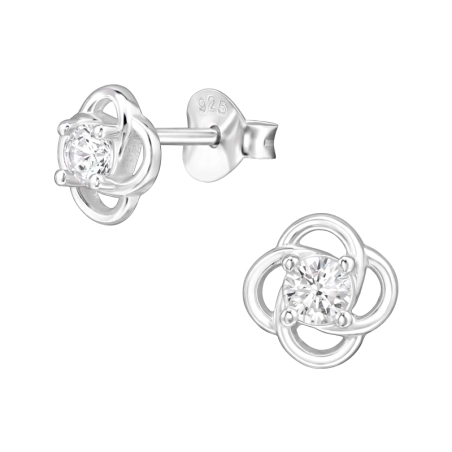 7 mm Kvetinový uzol so zirkónom Puzetové náušnice so zirkónom šperky | All4silver