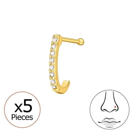 Zakrivený - 925 Mincový Striebro #SC# s zirkóny #49942 | #AN#