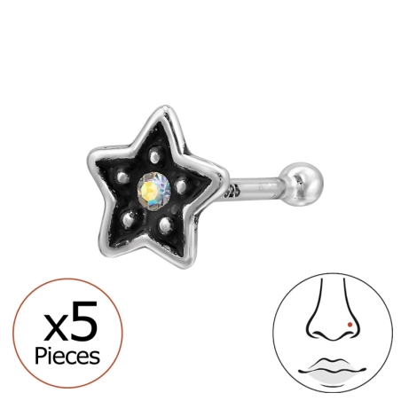 4 mm hviezda - 925 Mincový Striebro #SC# s krištáľ #49930 | #AN#