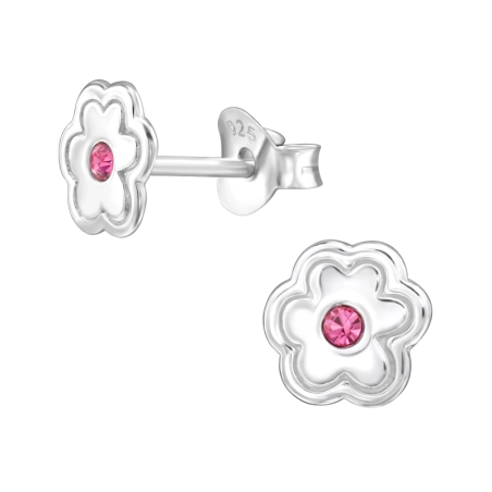 7 mm Kvet s krištáľom Puzetové náušnice s kameňmi šperky | All4silver