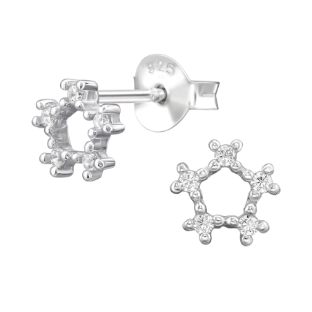 6 mm Šesťuholník so zirkónmi Puzetové náušnice so zirkónom šperky | All4silver