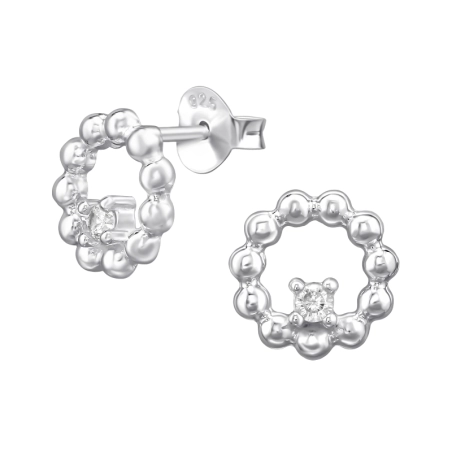 9 mm Bodkovaný kruh so zirkónom Puzetové náušnice so zirkónom šperky | All4silver