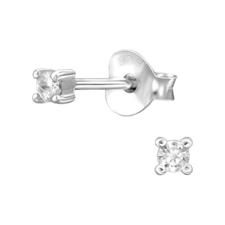 2 mm Okrúhly zirkón Puzetové náušnice so zirkónom šperky | All4silver