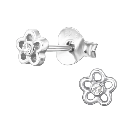4 mm Kvetinka s krištáľom Krištáľové puzetové náušnice šperky | All4silver