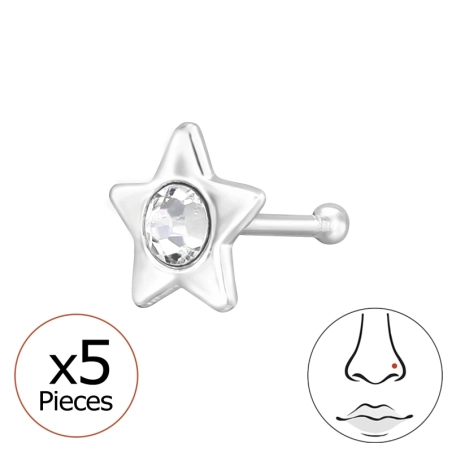 5 mm hviezda - 925 Mincový Striebro #SC# s krištáľ #49842 | #AN#