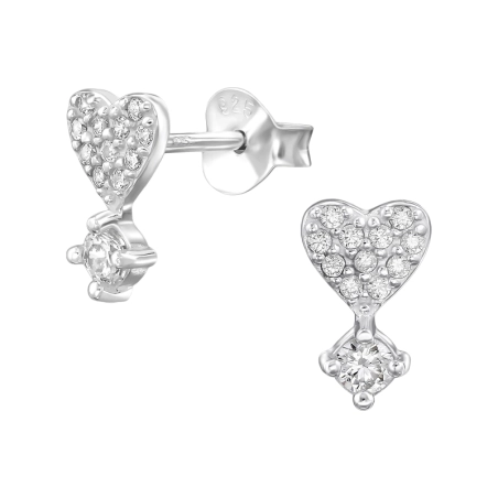 5 mm Srdce so zirkónmi Puzetové náušnice so zirkónom šperky | All4silver