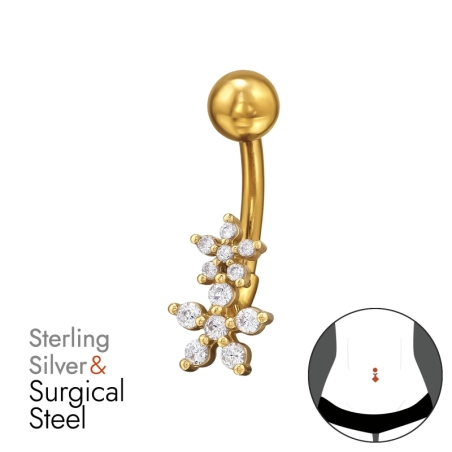 Kvetina - Striebro 925 + Chirurgická Oceľ 316 #SC# s zirkóny #49666 | #AN#