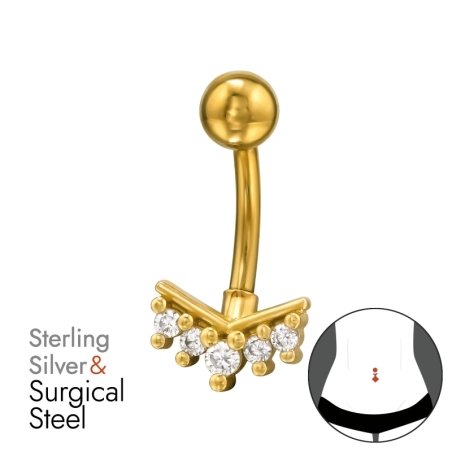 Chevron pozlátený so zirkónmi striebro šperky | All4silver
