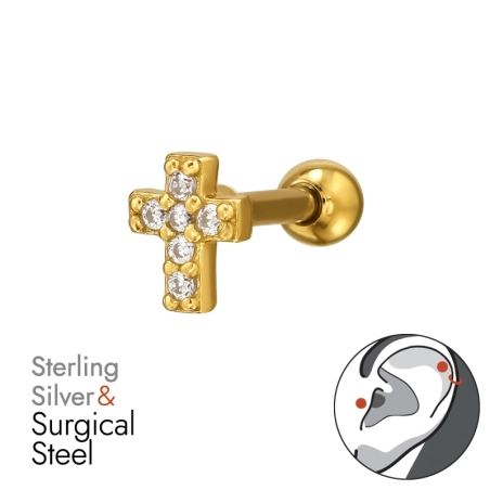 kríž - Striebro 925 + Chirurgická Oceľ 316 #SC# s zirkóny #49626 | #AN#