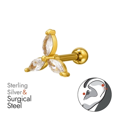 Markíza kvet - Striebro 925 + Chirurgická Oceľ 316 #SC# s zirkóny #49630 | #AN#