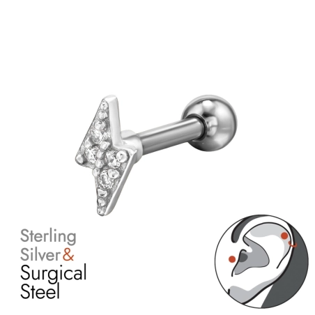 blesk - Striebro 925 + Chirurgická Oceľ 316 #SC# s zirkóny #49637 | #AN#