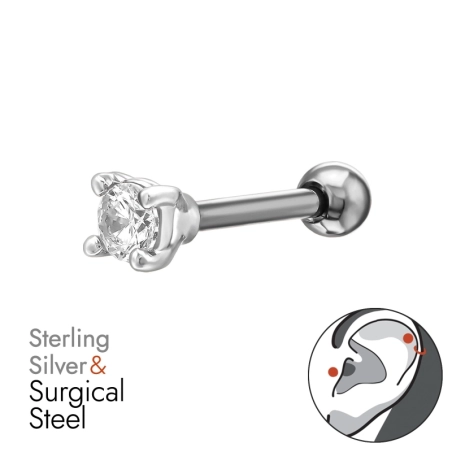 Okrúhly zirkón - Šperkové Striebro 925 + Chirurgická Oceľ 316 Tunely A Piercingy Do Uší