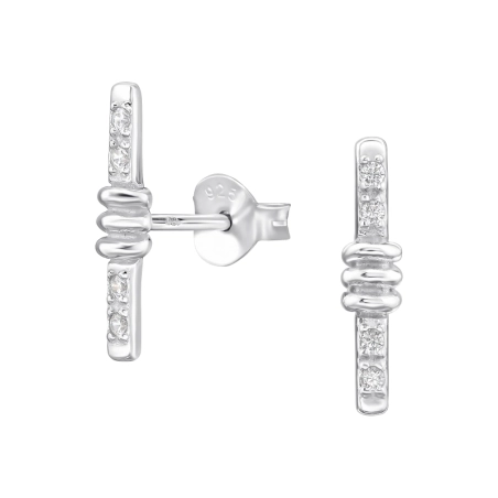 Rovná tyč - 925 Mincový Striebro #SC# s zirkóny #49516 | #AN#