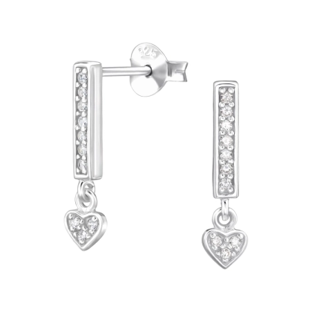 Bar s visiacim srdcom - 925 Mincový Striebro #SC# s zirkóny #49524 | #AN#