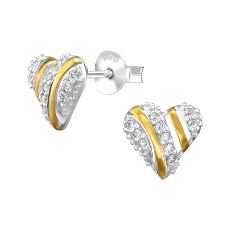 2 tone srdce - 925 Mincový Striebro #SC# s zirkóny #49507 | #AN#