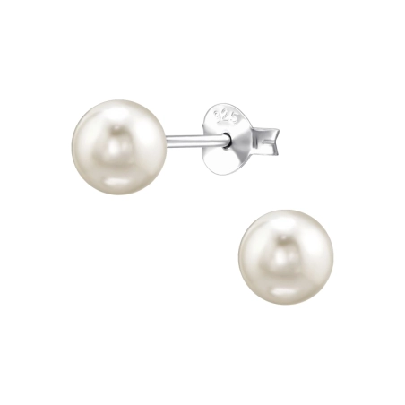 6 mm Perla Puzetové náušnice s perlou šperky | All4silver