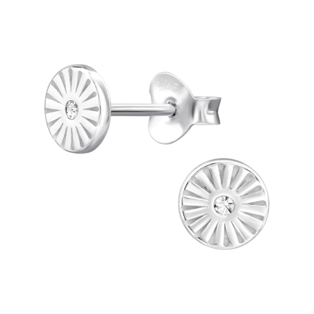 Vzorovaný disk - 925 Mincový Striebro #SC# s zirkóny #49287 | #AN#