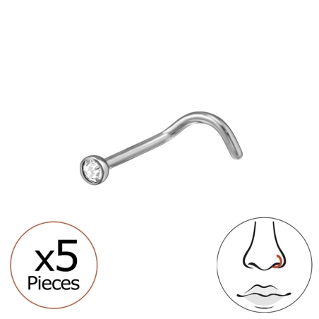 5 ks Okrúhly krištáľ 2 mm 20 G oceľ šperky | All4silver