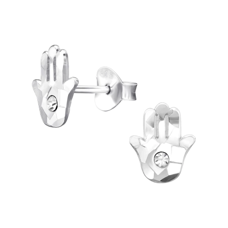 Hamsa s krištáľom Krištáľové puzetové náušnice šperky | All4silver