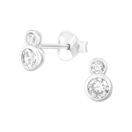 2 spojene zirkóny Puzetové náušnice so zirkónom šperky | All4silver