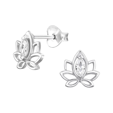 Lotus so zirkónom Puzetové náušnice so zirkónom šperky | All4silver