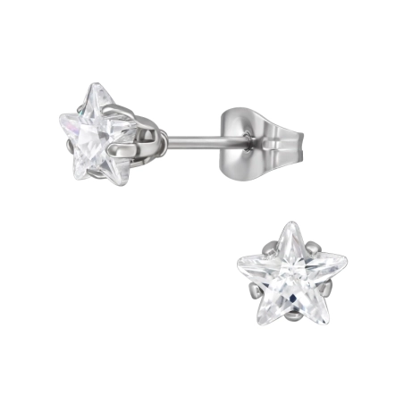 Hviezda 6mm Puzetové náušnice z ocele šperky | All4silver