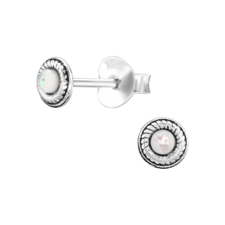 Okrúhle s polodrahokamom Puzetové náušnice s polodrahokamom šperky | All4silver