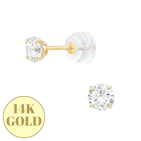 Zlaté 14K so 4mm zirkónom Gold Earrings šperky | All4silver