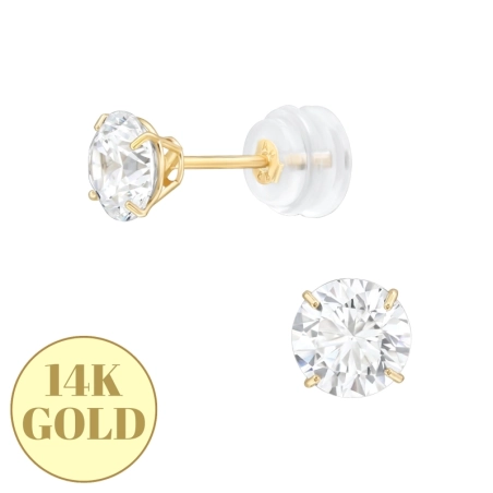 Zlaté 14K s 5mm zirkónom Gold Earrings šperky | All4silver