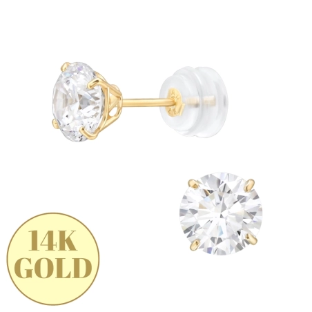 Zlaté 14K so 6mm zirkónom Gold Earrings šperky | All4silver